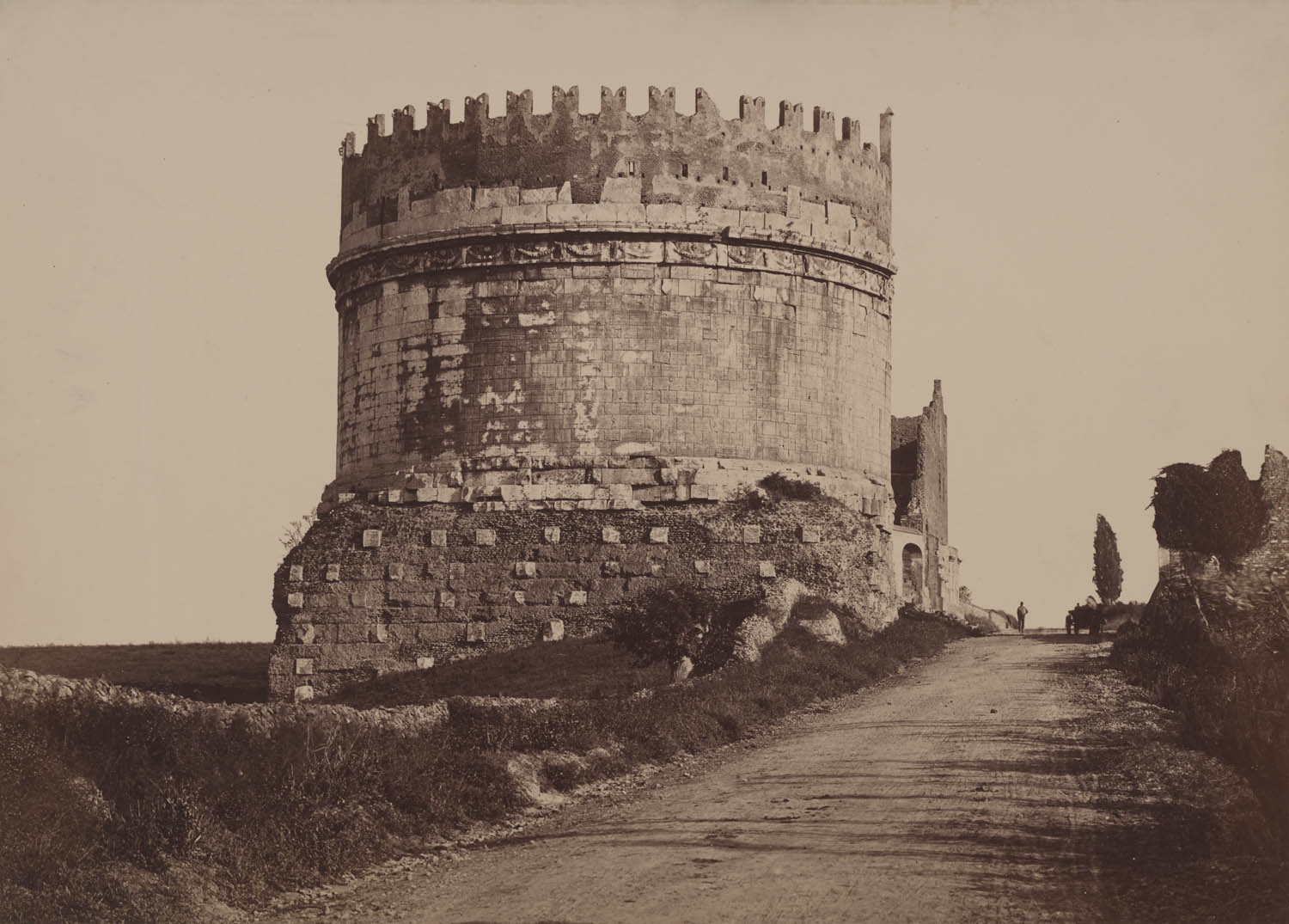 Foto su carta all'albumina del mausoleo di Cecilia Metella del 1897